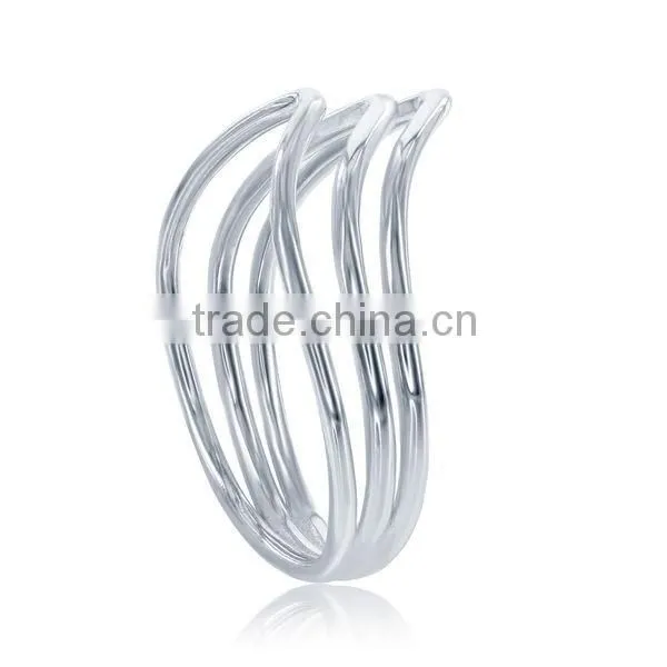 Low Price and MOQ 925 Sterling Silver Triple-band Curved Finger Ring
