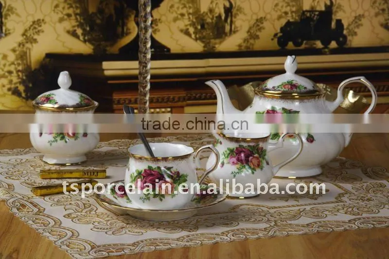 15pcs decal bone china coffee set with royal designs