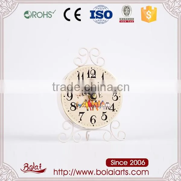 Cartoon birds pattern yellow color dial clock cast iron craft