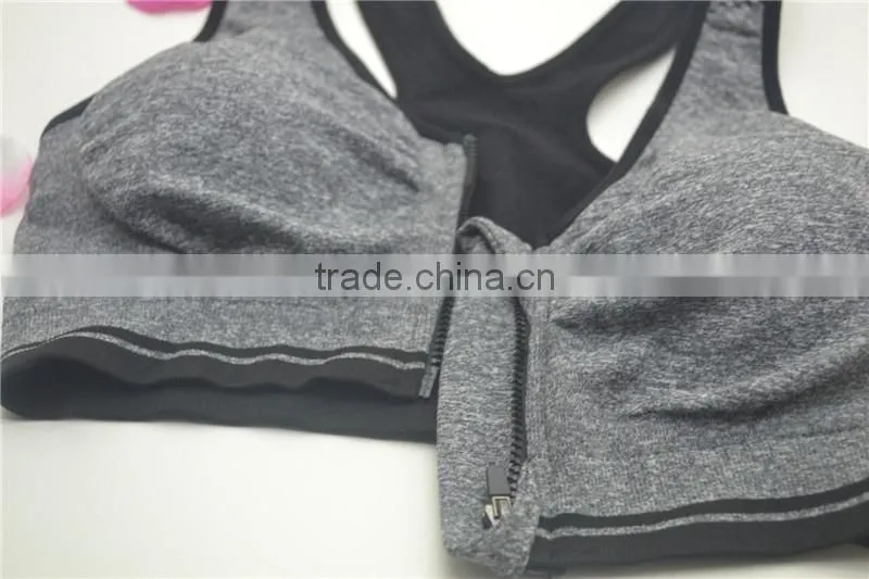 Fitness ladies H-shaped sports zipper bra underwear wholesale