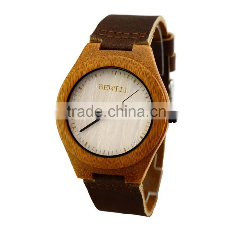 Hot Sale Imported 763 Movement Wristwatches Genuine Leather Bamboo Wood Dress Quartz Watches for Men and Women anniversary Gifts