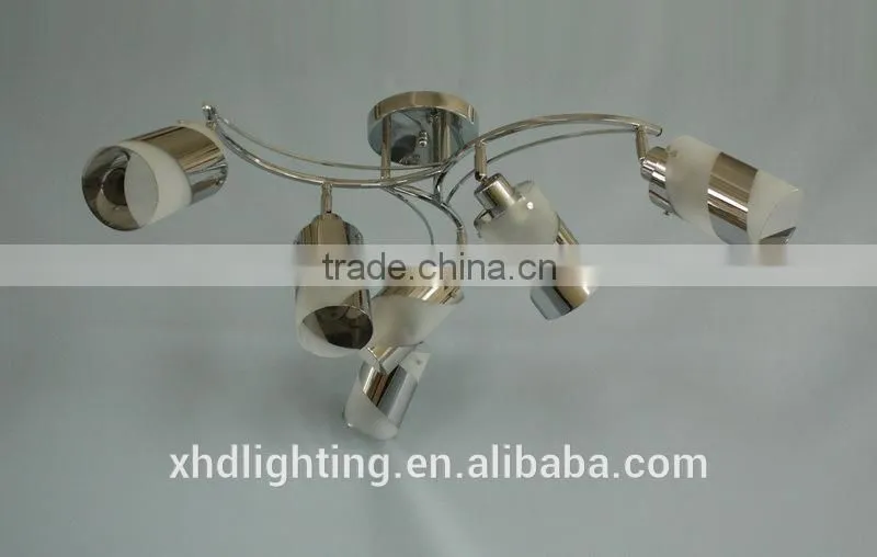 Zhongshan XHD chrome column glass modern ceiling lamp for indoor decoration