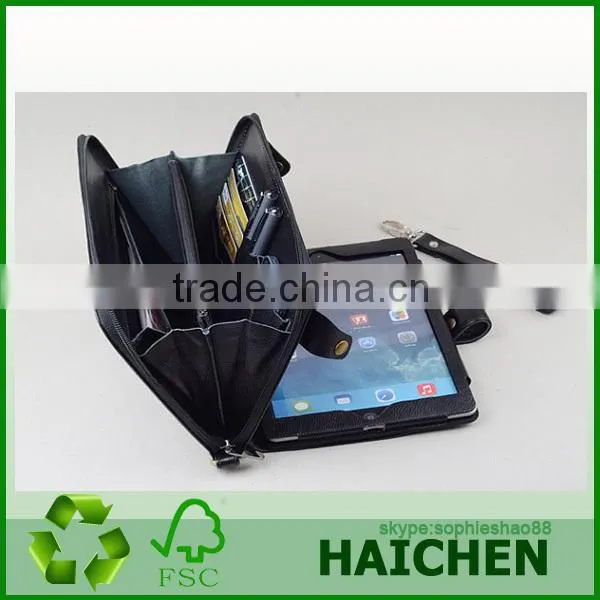 Hot Selling Leather Portfolio Case With Zipper Closure