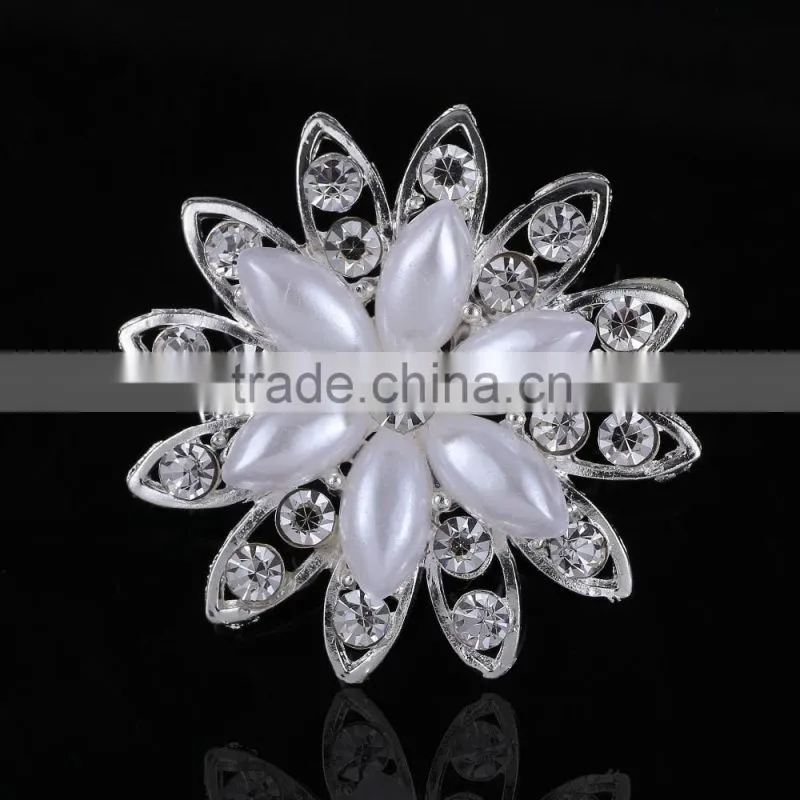 Three Pearls Rhinestone Brooch Pins,Cappa Rhinestone Buckle