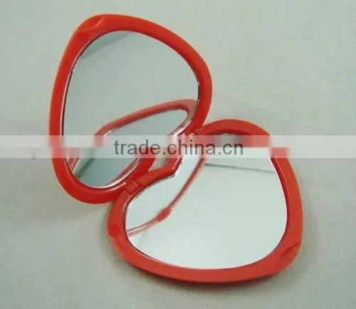 Travel taking heart shape compact mirror/cosmetic mirror/make up mirror/pocket mirror/vanity mirror