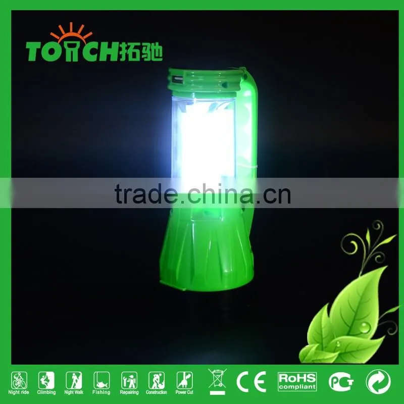 2 in 1 LED Portable Light Plastic Portable Camping Light Solar Rechargeable Lantern Lamp Torch