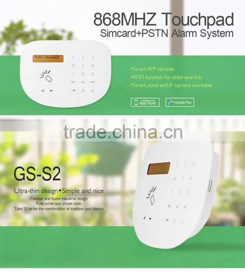New Security Solution with Mobile phone APP ! Burglarproof RFID home alarm & GSM SMS security system