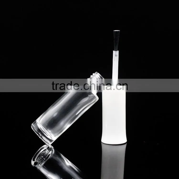 empty mini slim custom nail polish bottle with brush and white cap