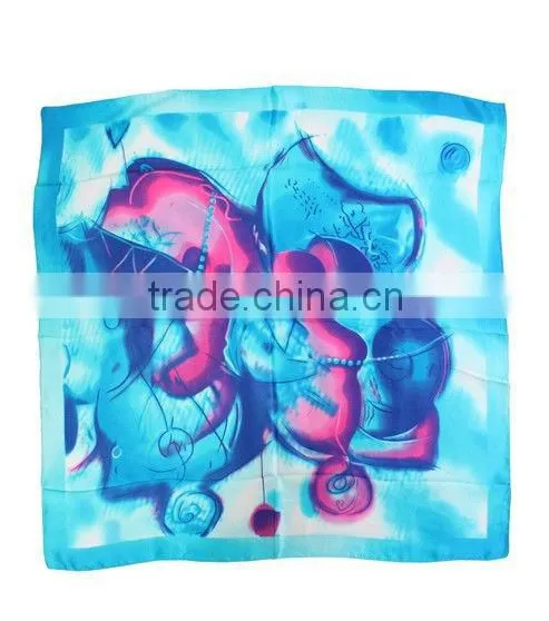 Fashion Printed Silk Square Foulard or Silk Foulard or Silk Scarf