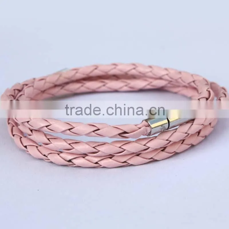 NEW Fashion Handmade Leather Wrap Wristband Cuff Punk Magnetic Buckle Bracelet