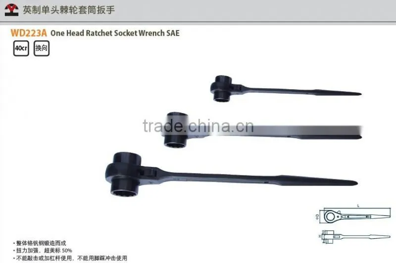 High quality 40#cr steel one head ratchet socket wrench spanner with DIN standard and die forged
