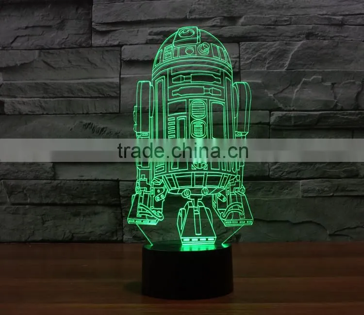 usb + battery operated acrylic night light lamp led 3d color change warship shape light for children kids baby led lamp