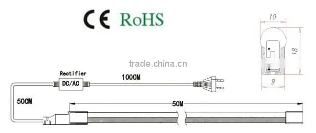 50m flexible SMD2835/5050LED neon light/mini neon flex in solid and RGB LED light color