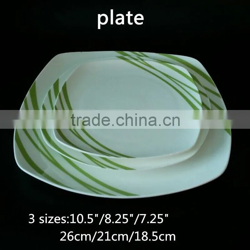 simple line of green color 20PCS/30CS square bone china dinner set