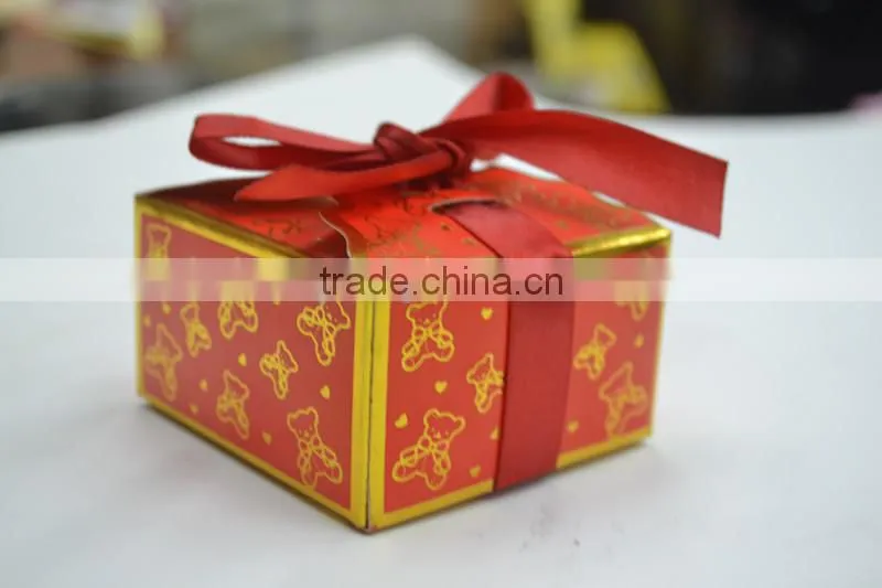 BC017- Simple style favor wedding paper candy boxes with ribbon