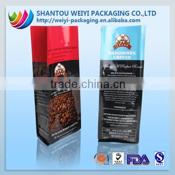 wholesale recylcled food grade coffee packaging bags with valves