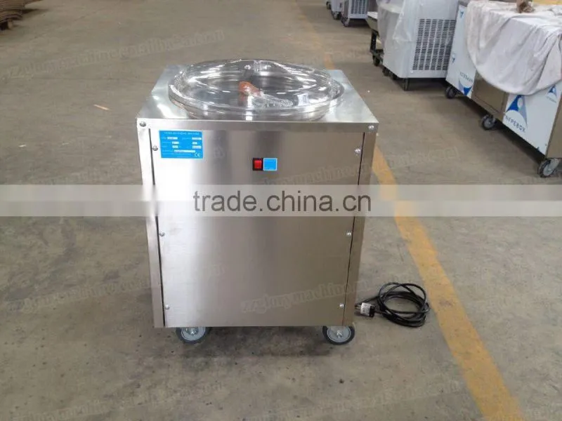 Professional single flat round ice pan stainless steel fried ice cream machine for commercial