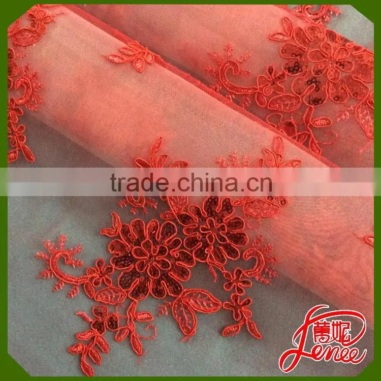 Famous Textile Supplier 100% Polyester Sequined Embroidery Fabric