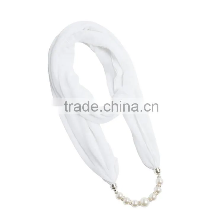 Spring fashion personalized infinity scarf with pearl beads chain for women