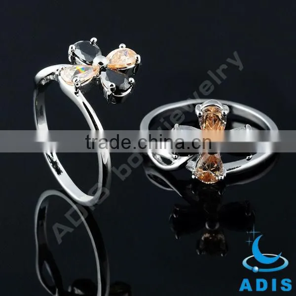 Jeweled clover multi color stone rings for women