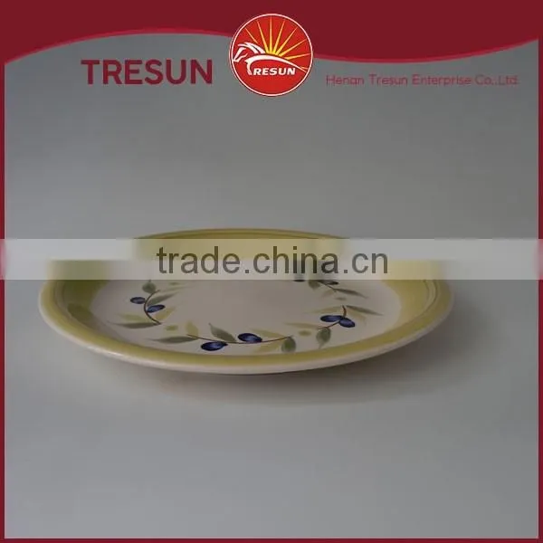 Hot Selling Red Strip Ceramic Handpainted Round Plate