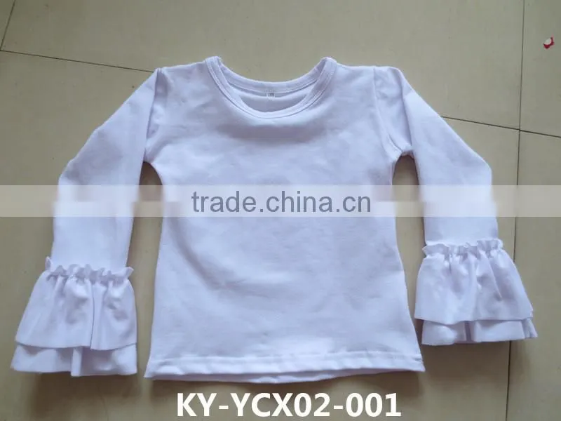 solid color t-shirt long sleeve ruffle shirt half sleeve ruffle shirt in many colors for wholesale children's boutique clothing
