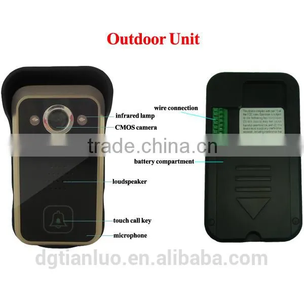 Night Vision Apartment Building Wireless Security System Monitor and Camera