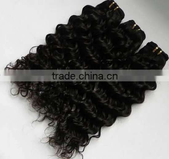 100% human brazilian hair weft virgin remy deep wave hair weaving natural color