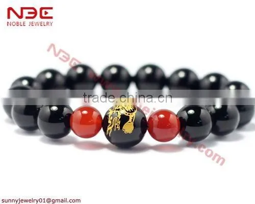 2011 new designs agate bracelet with dragon design black color
