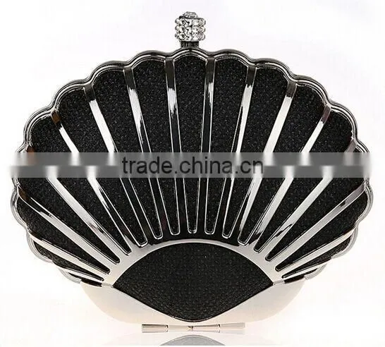 White Metal Frame Evening PU Clutch Bag