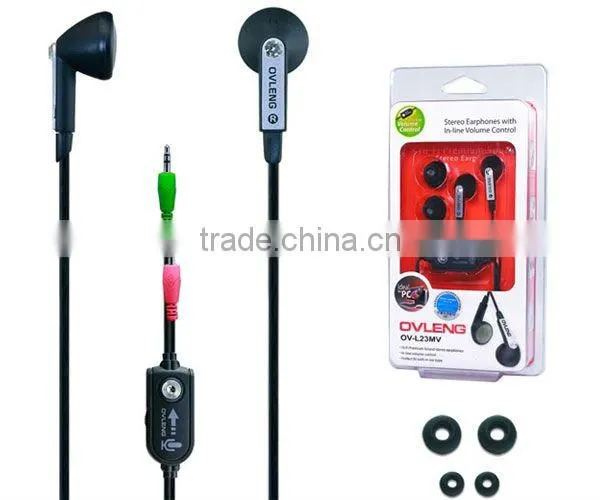 Computer in- earphones flat cable with clip