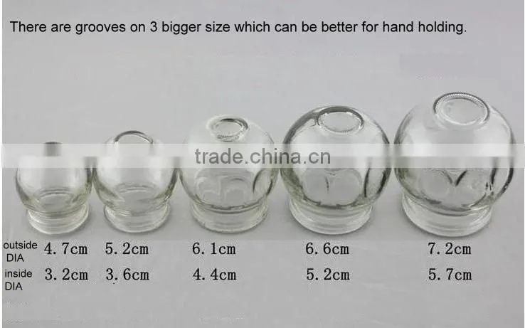 Different sizs Chinese traditional therapy cupping glass cups 5 set