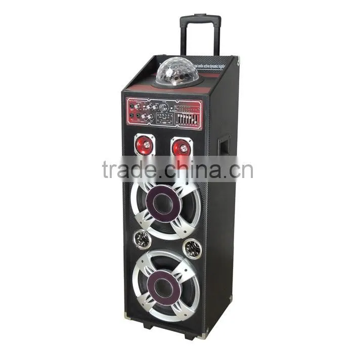 Dual 10" Rechargeable Trolley Speaker PA System with Bluetooth USB/SD/MP3/WMA Playe