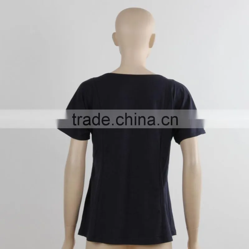 F5S10380 Ladies Black Short Sleeve Fashion Plain T- Shirt