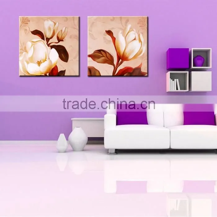 Decorative Wall Pictures White Lotus Canvas Flower Oil Painting for Living Room