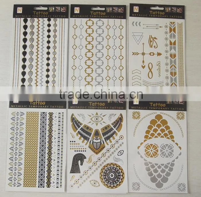 Bracelets Metallic Gold and Silver Temporary Tattoo Stickers