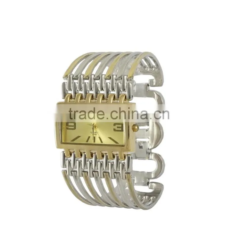 New models Exclusive design square case big bracelet band watch stainless steel back women