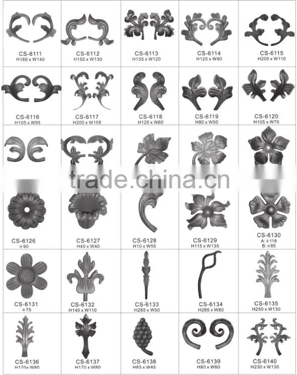 Alibaba china latest wrought iron components scroll panels, ornament welding fence parts