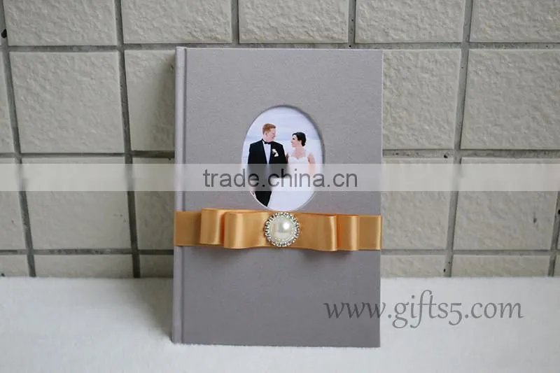 Best quality Grey silk cover wedding sign in book