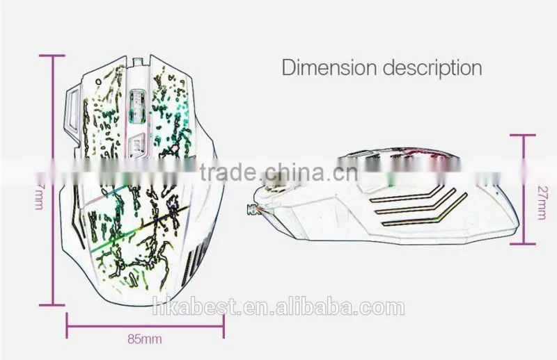 LED Lighting DPI 3D 7 Buttons Computer Notebook Gaming USB Wire Game Mouse
