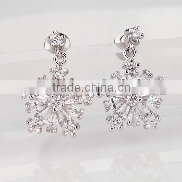 2016 Fashion Korea Elegant AAA Grade Zircon Snowflake Pendant Earring Wholesale ZTTM-111318
