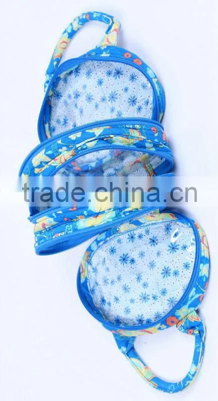 Z366 120924 Quilted cotton 100% cosmetic bag, make up bag