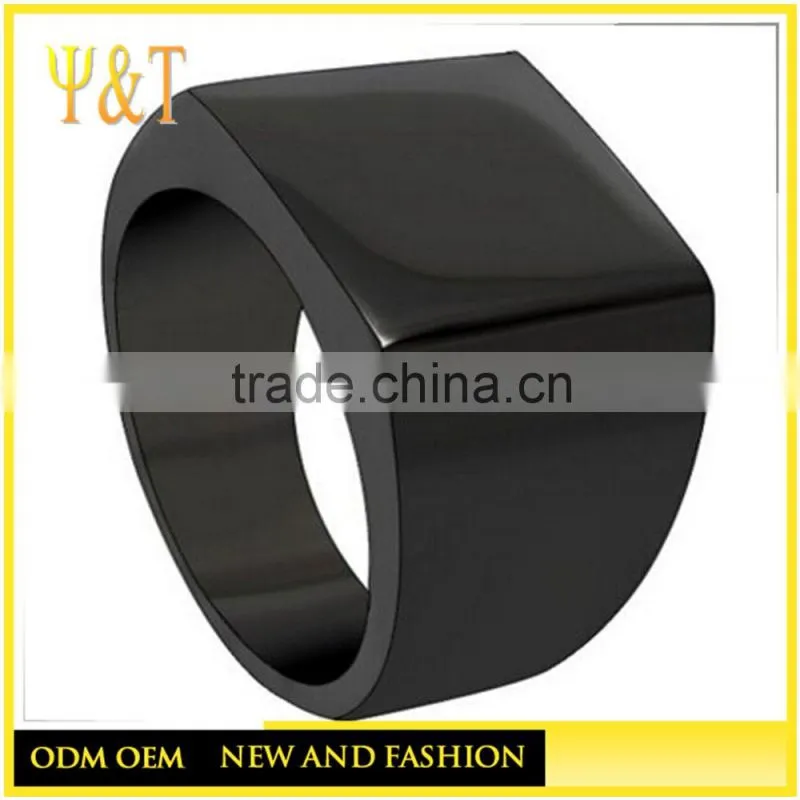 Jingli jewelry cheap factory price black plated stainless steel custom design mens signet rings