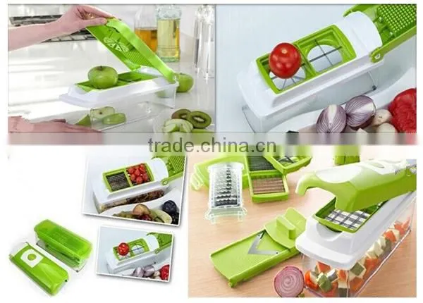 Food Container, Safety Food Holder, Bonus Peeler - All-in-One Vegetable Cutter, Slicer, Grater & Julienne Slicer