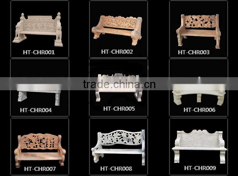 Flower Carved Outdoor Marble Bench
