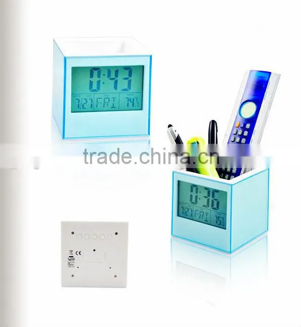 unique alarm clock pen holder