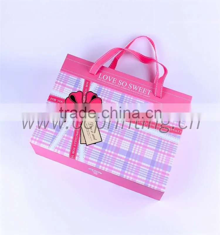 Handmade printed paper cardboard suitcase box with handle