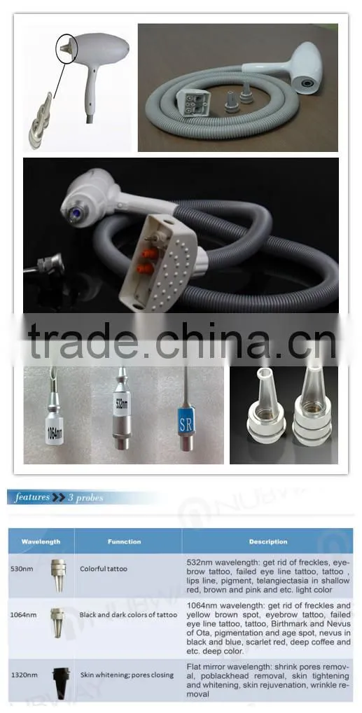 Professional salon use q switch nd yag diode laser tattoo removal