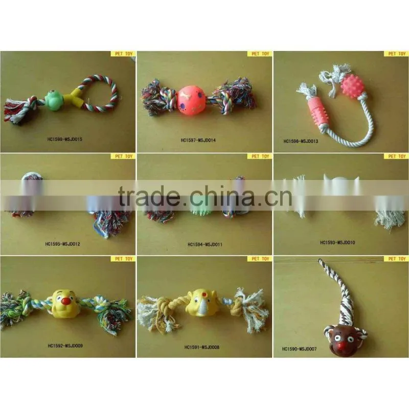 TPR Rubber pet dog toy with cotton rope