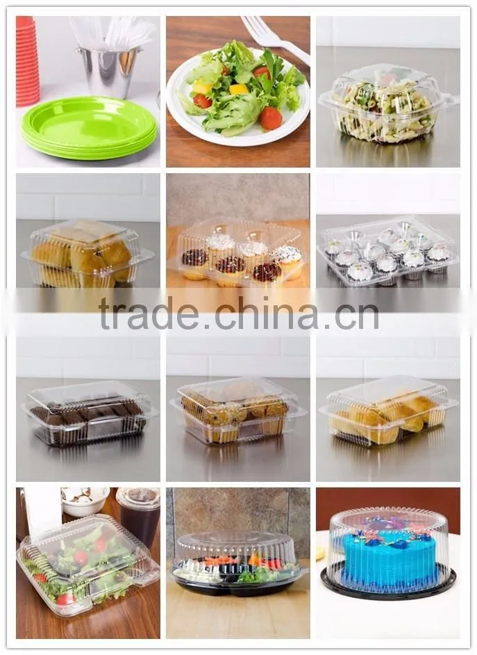 Clear Hinged Plastic Food Take Out To-Go Container,Clamshell Fruit/Cake/Salad Pack Box